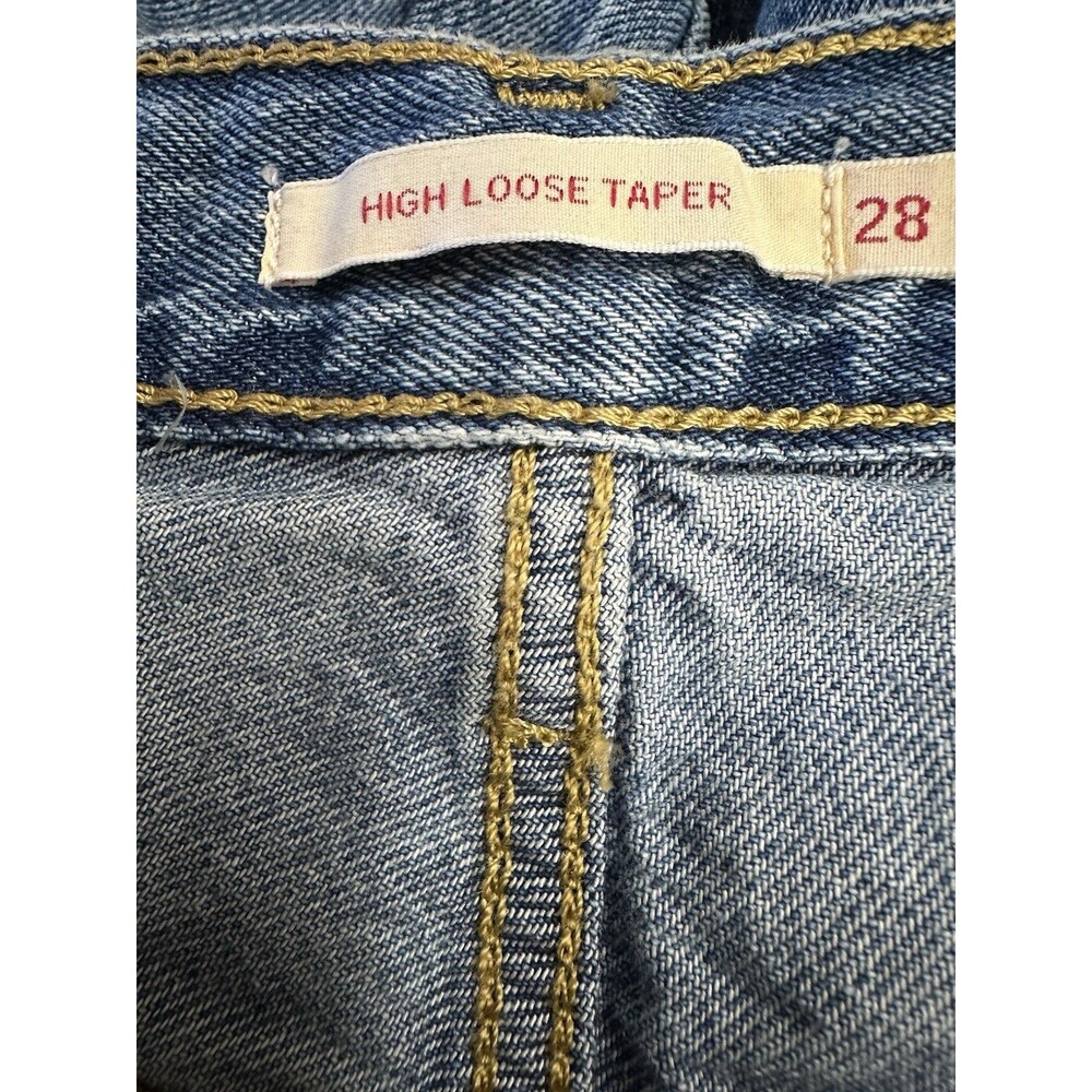 Levi’s Premium High Loose Taper Jeans Women’s W28 L29 High Rise Raw Hem Blue - Picture 4 of 15